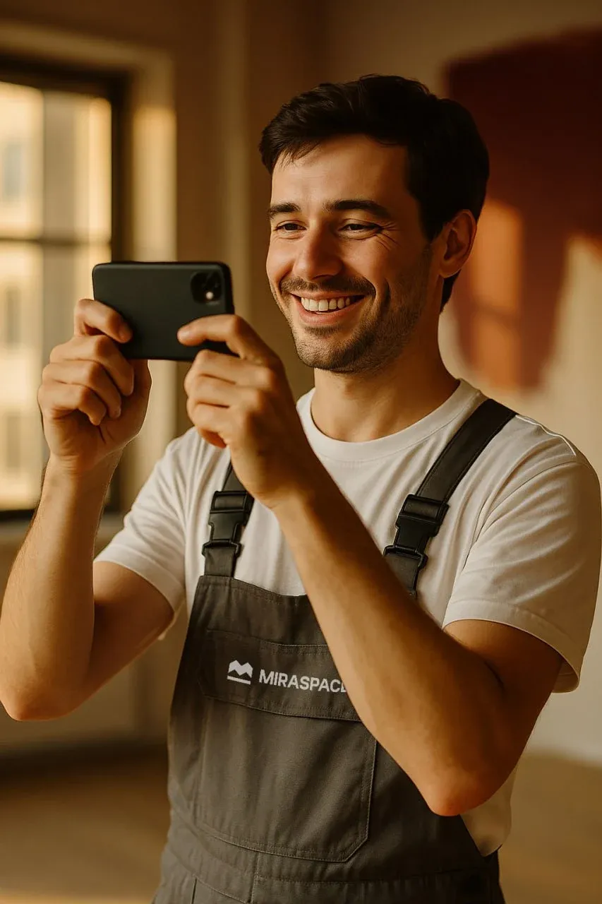 Пришлем фото и видео-отчет по завершению каждого этапа работ